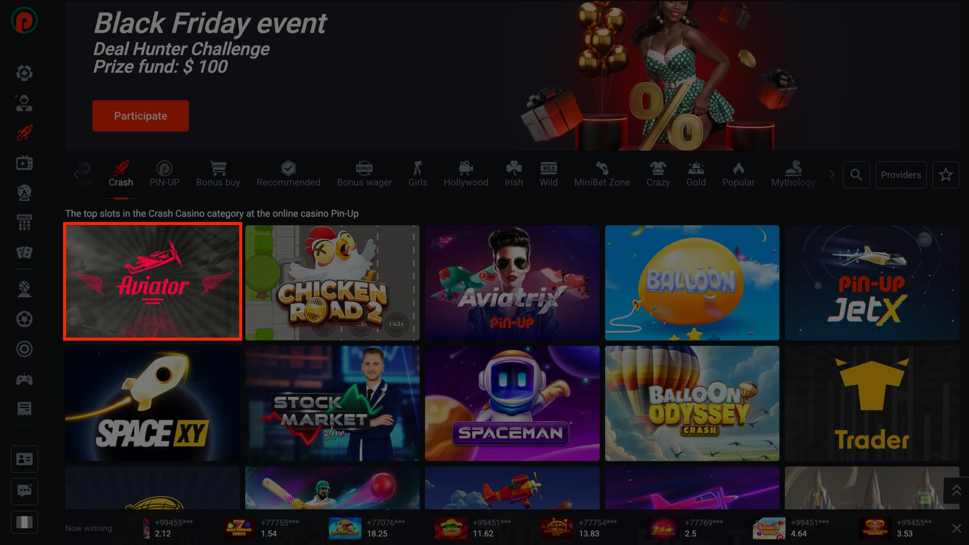 Open the Aviator Section