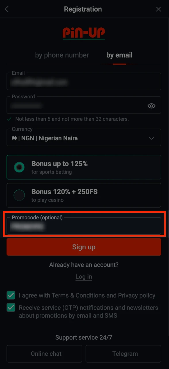 Enter the Promo Code