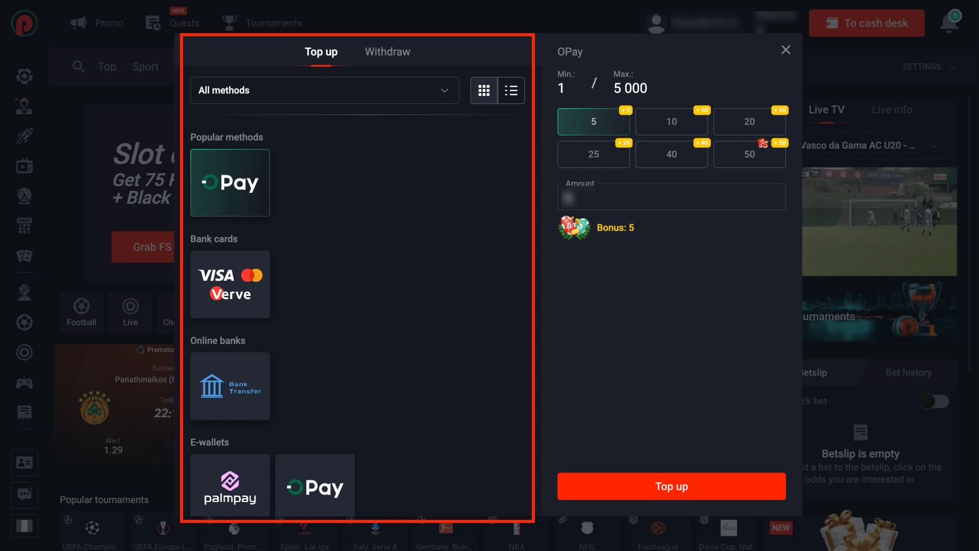 Go to the Deposit Page