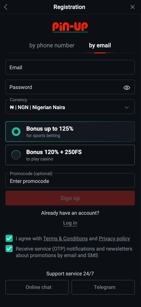 Open the Registration Page